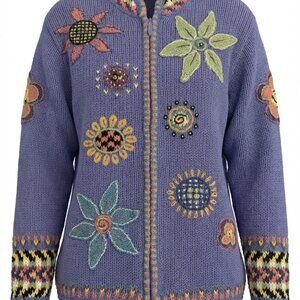 Vintage Icelandic Design Lavender Purple  Knit Cardigan Womens Size Small